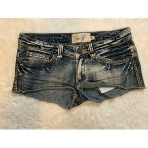 Match Size 3 Womens Shorts Dark Wash Raw Hem Cutt Offs